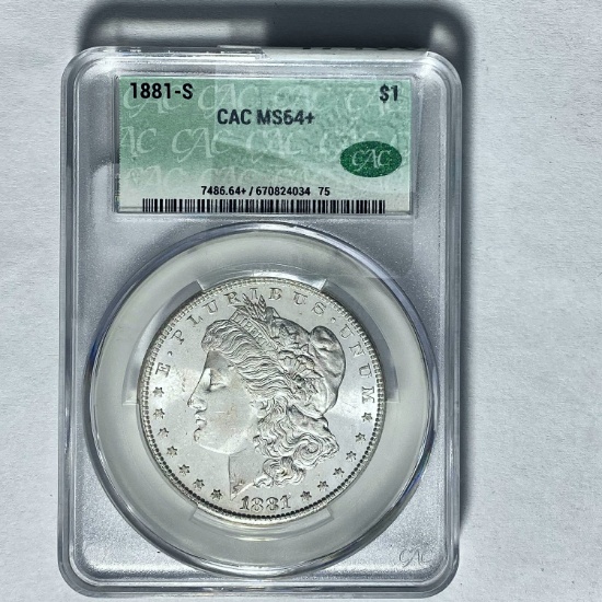 1881-S Morgan Silver Dollar CAC MS64+