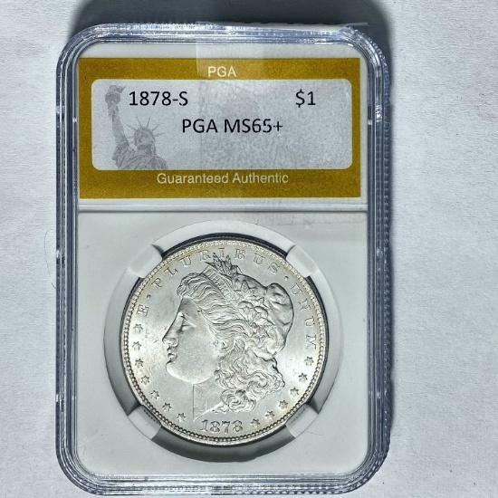 1878-S Morgan Silver Dollar PGA MS65+