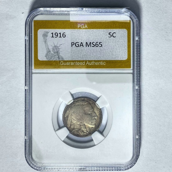 1916 5C Buffalo Nickel PGA MS65