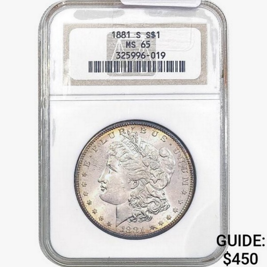 1881-S Morgan Silver Dollar NGC MS65