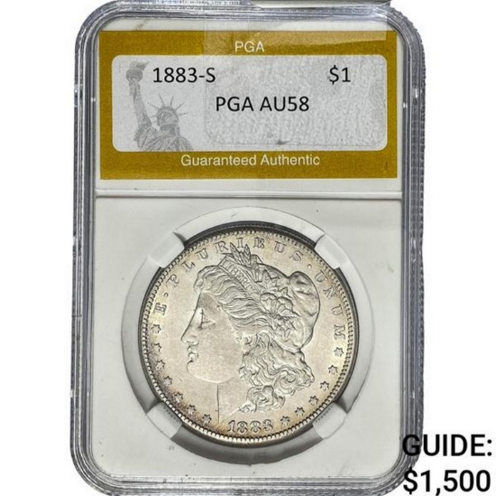 1883-S Morgan Silver Dollar PGA AU58