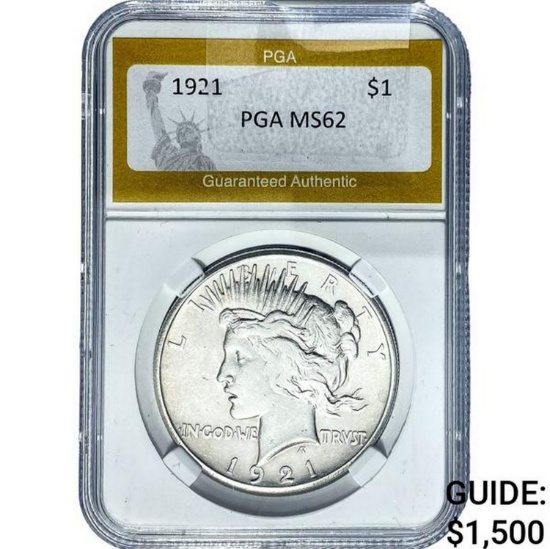 1921 Peace Dollar PGA MS62