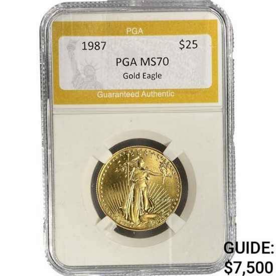 1987 $25 1/2 OZ Gold Eagle PGA MS70