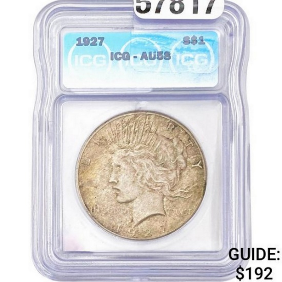 1927 Peace Dollar ICG AU58