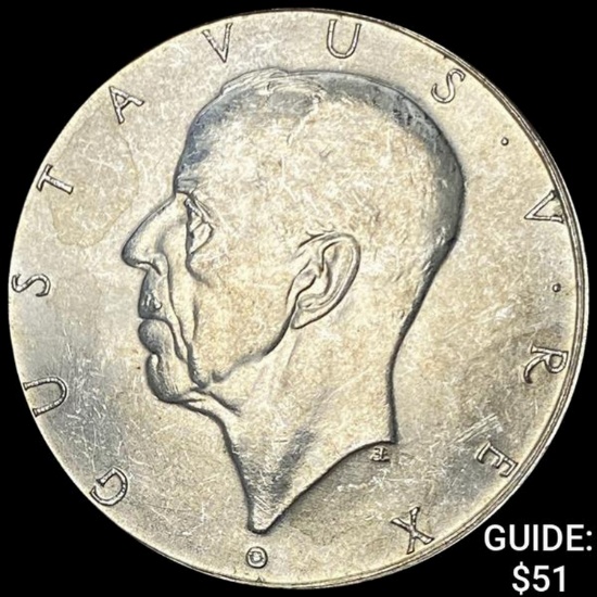 1938 Sweden Silver 2 Kronor UNCIRCULATED