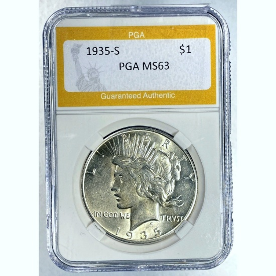 1935-S Peace Dollar PGA MS63 SILVER