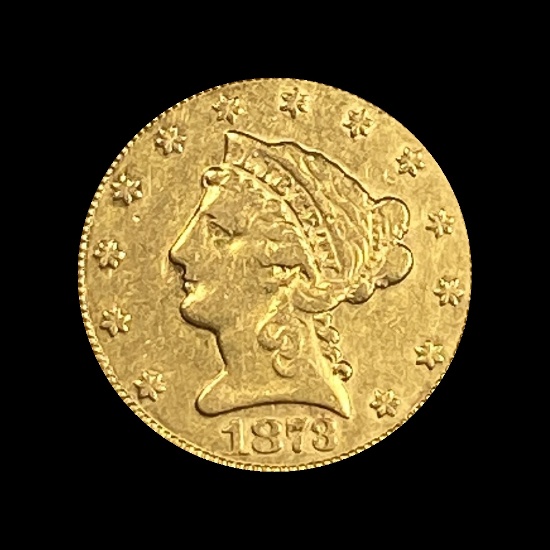 1873-S Gold $2.50 Liberty Head Quarter Eagle LIGHTLY CIRCULATED