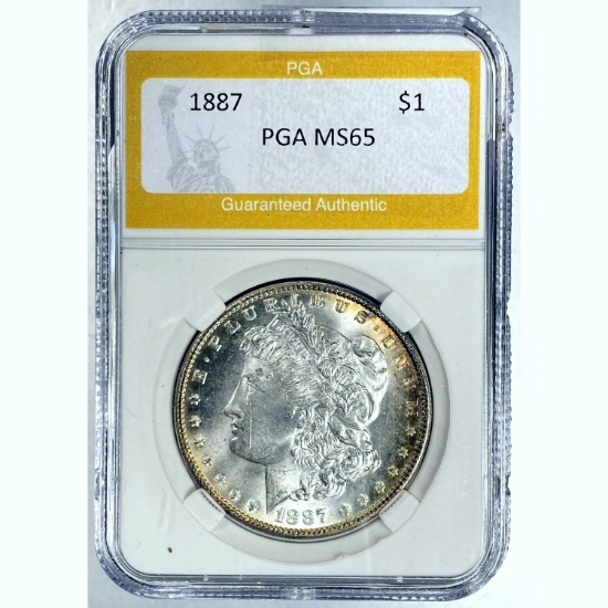 1887 Morgan Dollar PGA MS65 SILVER