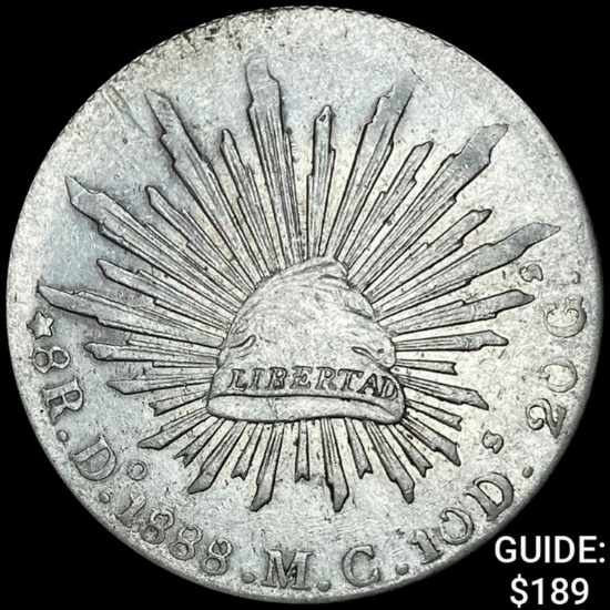 1888Do MC Mexico Silver 8 Reales Cap&Ray CLOSELY UNCIRCULATED
