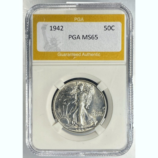 1942 Walking Liberty Half Dollar PGA MS65