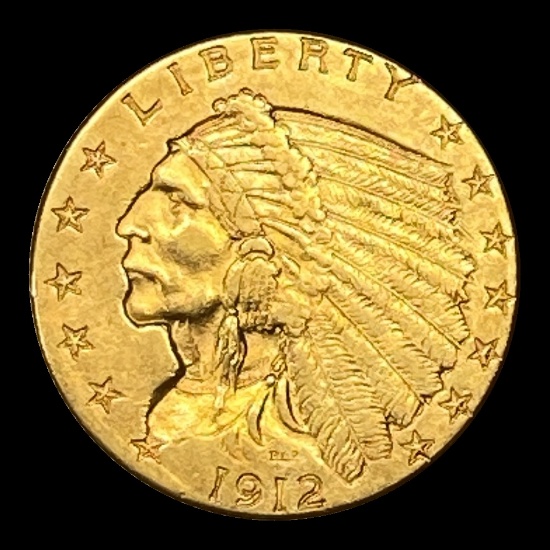 1912 Indian Head Gold $2.50 Quarter Eagle CHOICE AU