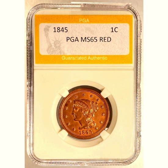 1845 LC Braided Hair PGA MS65 RED