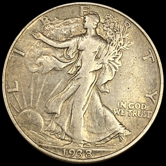1938-D Silver Walking Liberty Half Dollar LIGHTLY CIRCULATED