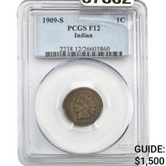 1909-S Indian Head Cent PCGS F12