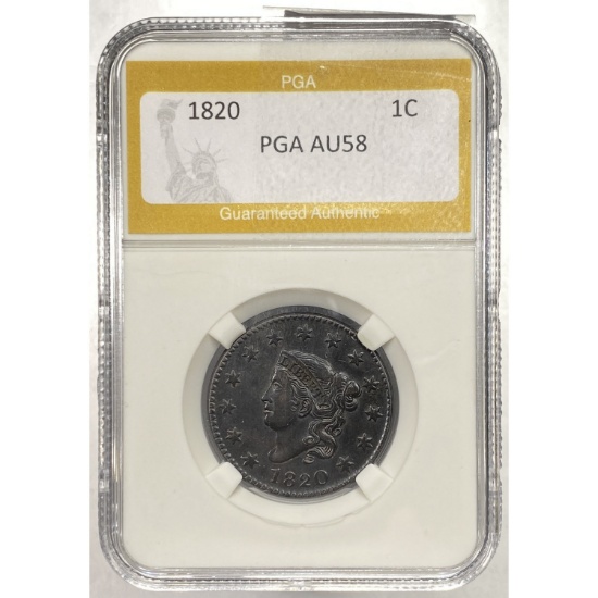 1820 LC Coronet Head PGA AU58
