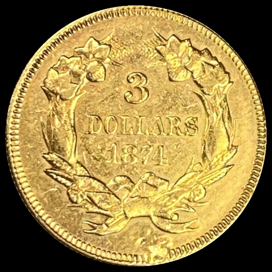 1874 $3 Gold Indian Princess Head CLOSELY UNCIRCULATED