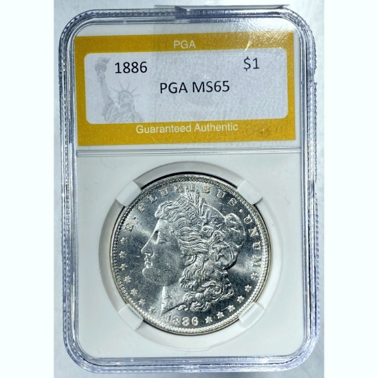 1886 Morgan Dollar PGA MS65 SILVER