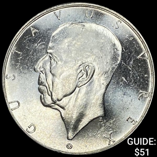 1938 Sweden Silver 2 Kronor UNCIRCULATED