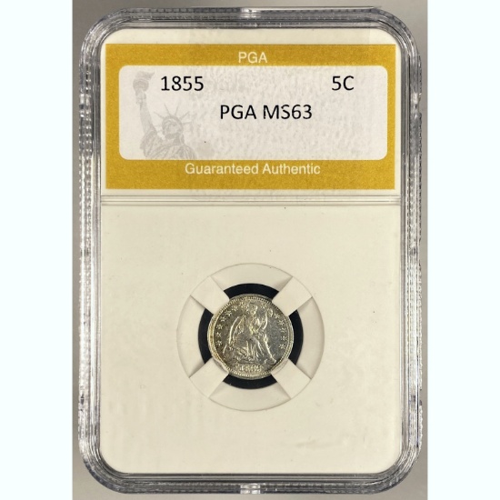 1855 Seated Liberty Half Dime PGA MS63