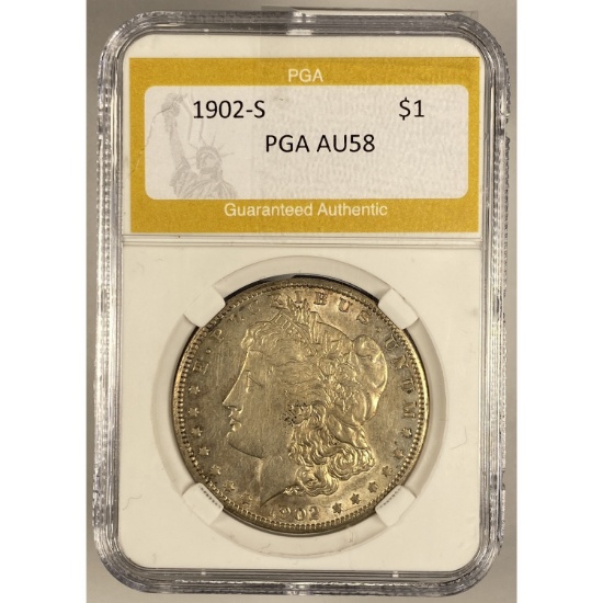 1902-S Morgan Dollar PGA AU58 SILVER