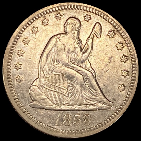 1858 Seated Liberty Quarter CHOICE AU