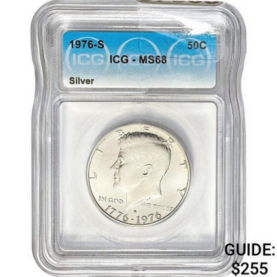 1976-S Kennedy Silver Half Dollar ICG MS68