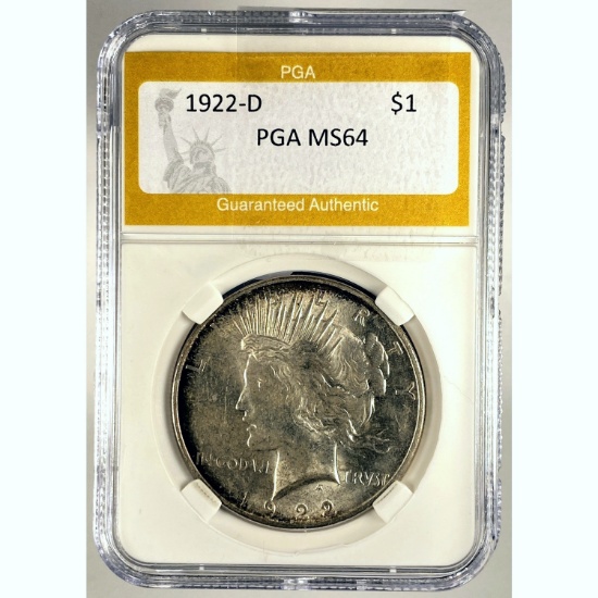 1922-D Peace Dollar PGA MS64 SILVER