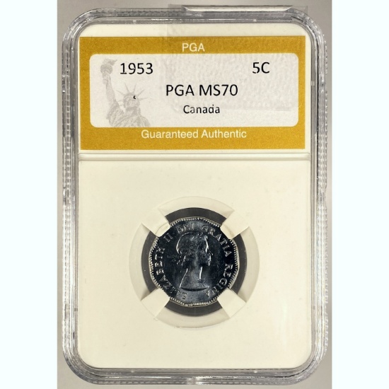1953 Canada 5 Cents PGA MS70