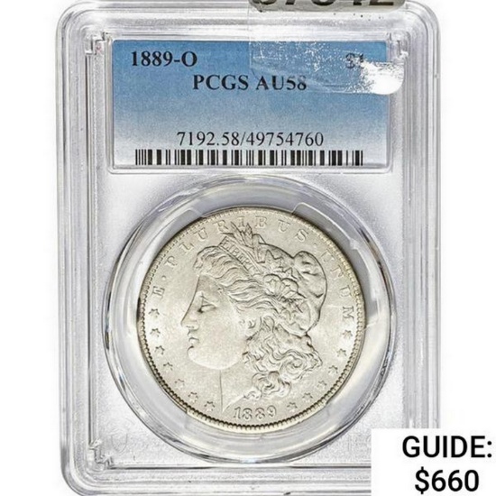 1889-O Morgan Silver Dollar PCGS AU58  58
