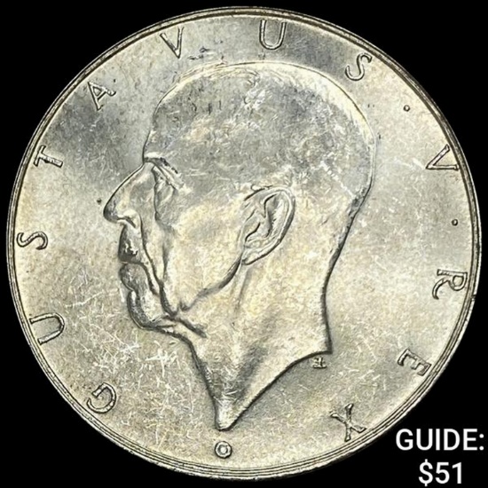 1938 Sweden Silver 2 Kronor UNCIRCULATED
