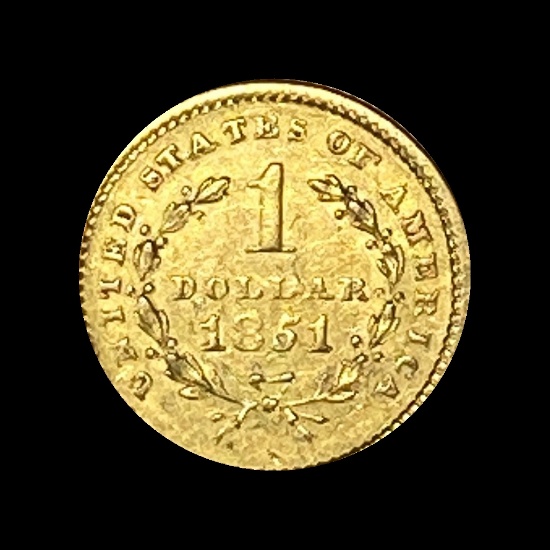 1851 Gold $1 Type 1 CLOSELY UNCIRCULATED