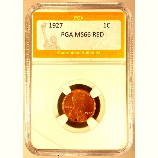 1927 1C Lincoln Wheat PGA MS66 RED