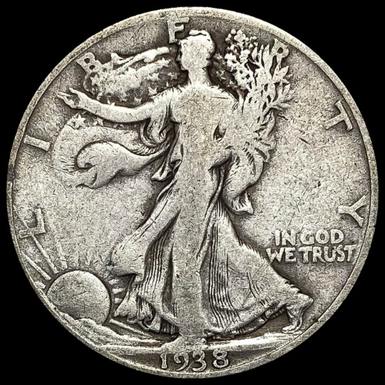 1938-D Silver Half Dollar Walking Liberty LIGHTLY CIRCULATED