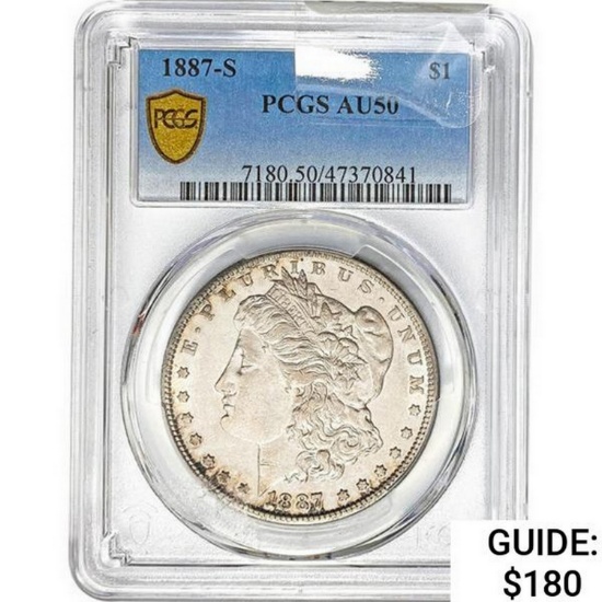 1887-S Morgan Silver Dollar PCGS AU50