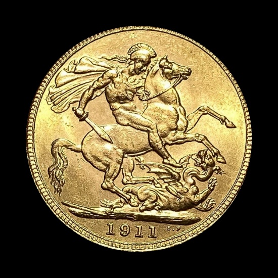 1911 Gold Sovereign UK George V S Mint Mark GEM BU
