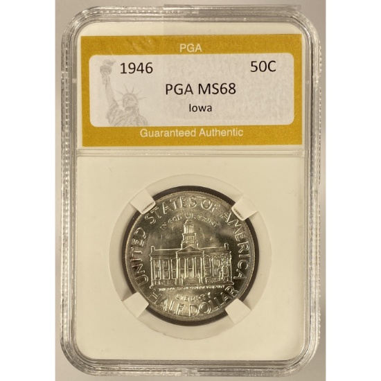 1946 Iowa Centennial Half Dollar PGA MS68