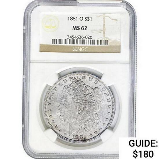 1881-O Morgan Silver Dollar NGC MS62