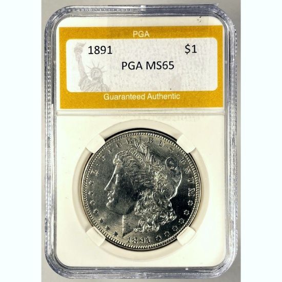 1891 Morgan Dollar PGA MS65 SILVER