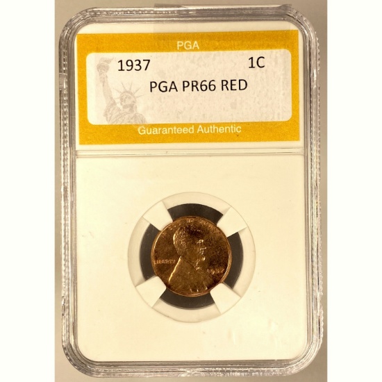 1937 1C Lincoln Wheat PGA PR66 RED