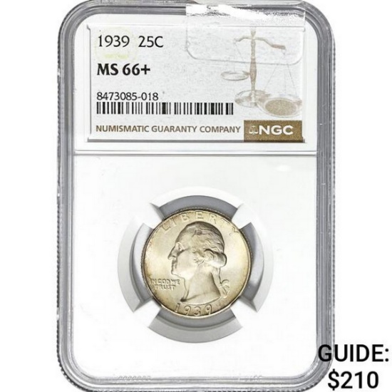 1939 Washington Silver Quarter NGC MS66+