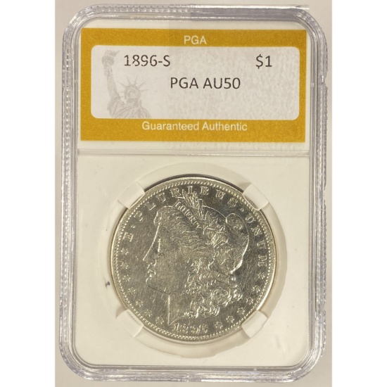 1896-S Morgan Dollar PCGA AU50 SILVER