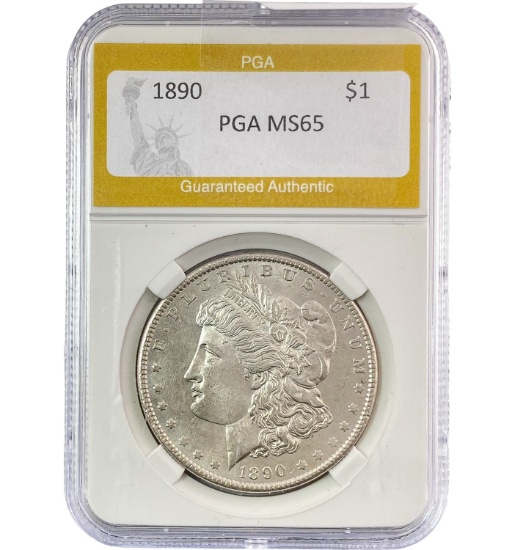 1890 Silver $1 Morgan Dollar PGA MS65