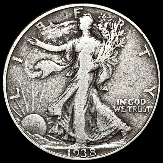 1938-D Silver Half Dollar Walking Liberty LIGHTLY CIRCULATED