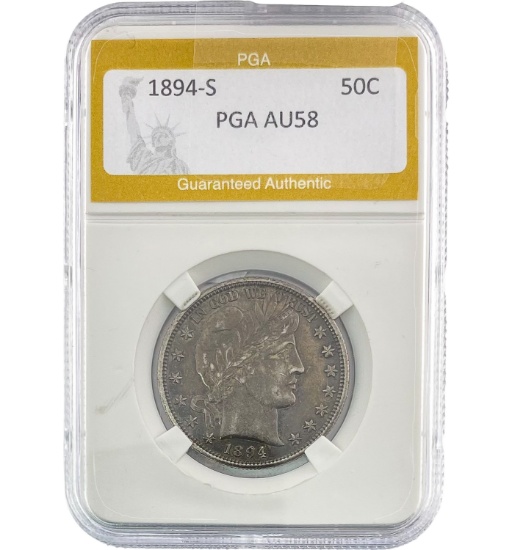 1894-S Barber 50C PGA AU58