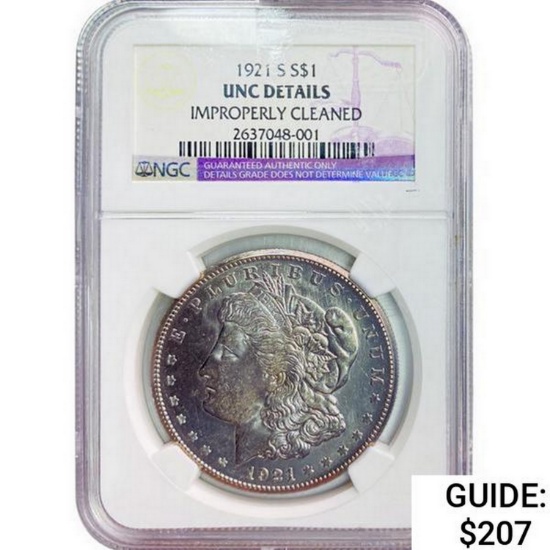 1921-S Morgan Silver Dollar NGC UNCDETAILS