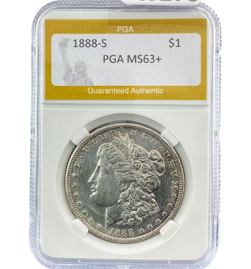 1888-S Silver $1 Morgan Dollar PGA MS63+