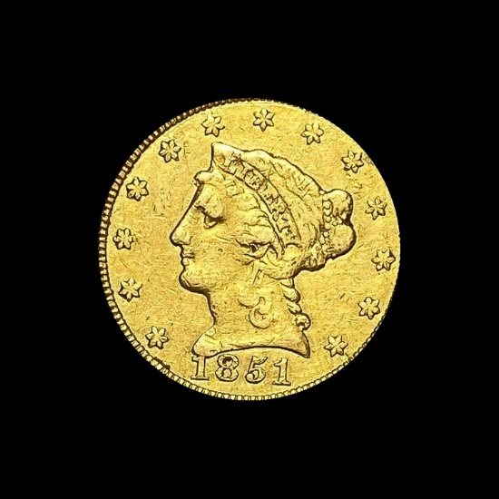 1851-D Gold $2.50 Liberty Head Quarter Eagle CLOSELY UNCIRCULATED