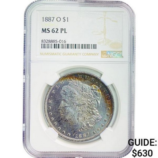 1887-O Morgan Silver Dollar NGC MS62 PL