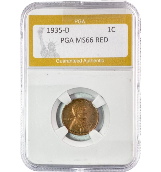 1935-D 1C Lincoln Wheat PGA MS66 RED