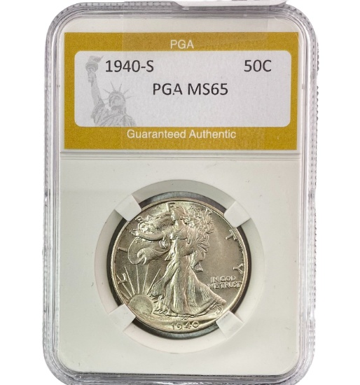 1940-S 50C Walking Liberty PGA MS65